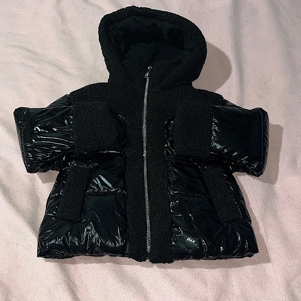 Sam Edelman Little Girl's Faux Shearling Hooded Puffer Jacket Size 6x BRAND NEW